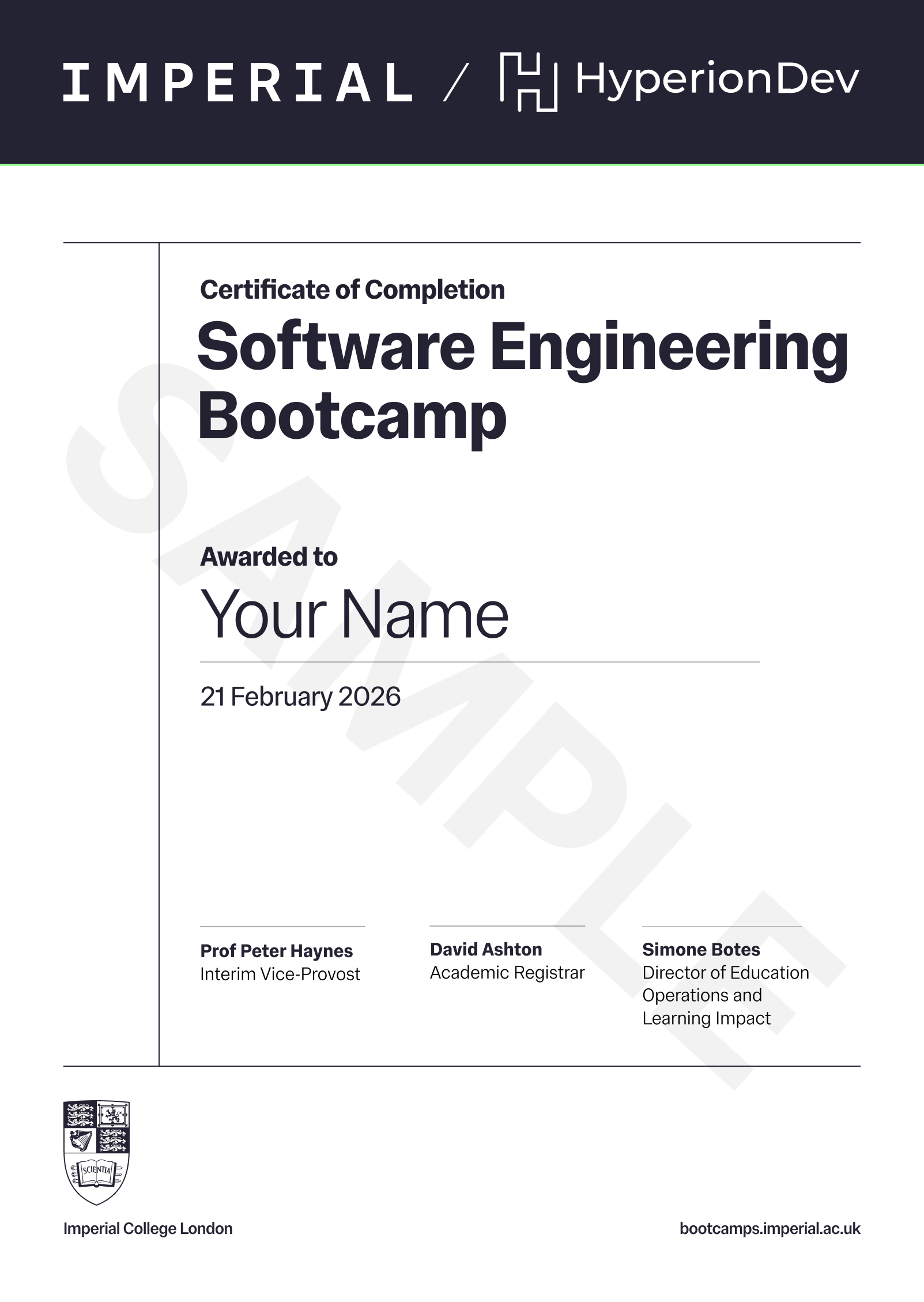 University accreditation certificate