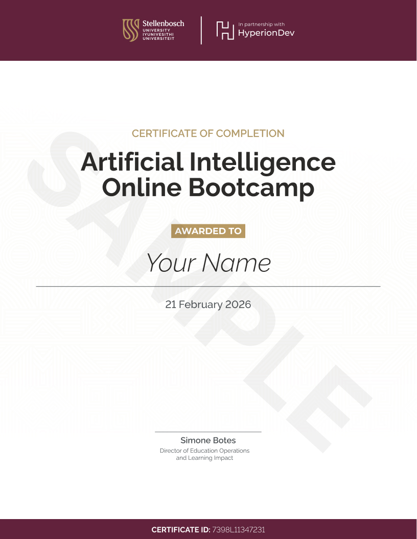 Artificial Intelligence certificate of completion